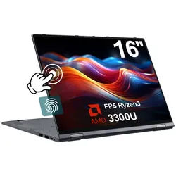 MENGHU 2-in-1 Laptop Tablet EZbook AMD Ryzen3 3300U Win11 16GB RAM 512GB SSD Notebook (AMD FP5 Ryzen3 3300U, Radeon Vega 6, 16 GB, 512 GB SSD, 4-core CPU) grau