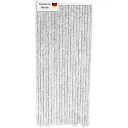 Flauschvorhang 90x200cm hellgrau-weiß meliert, Fliegenschutz, Türvorhang Wohnwagen