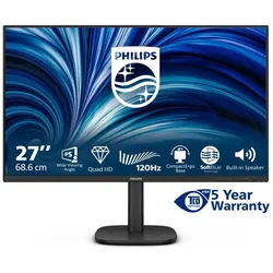 Philips 27B2N3500J - 27 Zoll QHD, Lautsprecher, höhenverstellbar, Adaptive Syn TFT-Monitor (2560 x 1440 px, 2K, 4 ms Reaktionszeit, 120 Hz, IPS, Lautsprecher, HDCP, Pivot, Höhenverstellbar) schwarz