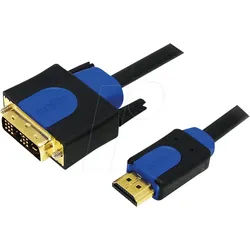 LOGILINK CHB3103 - HDMI/DVI Kabel, bidirektional, 1080p, schw/blau, 3 m