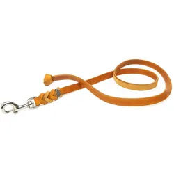 CopcoPet Hundeleine Lederleine ohne Handschlaufe Verchromt, Leder 1,50 m x 15 mm