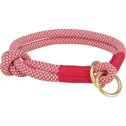 TRIXIE Soft Rope Zug-Stopp-Halsband, 45 cm / Ø 10 mm, rot/creme