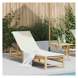 vidaXL Gartenliege, Sonnenliege mit Auflage 55x199x30 cm Bambus