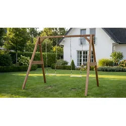 Holzschaukel Julius 254 x 160 x 207 cm - Gartenschaukel aus Hemlockholz, Weiß/Braun – Outdoorschaukel Doppelschaukel - Holzschaukel für Kinder