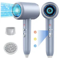 ibettertec Haartrockner Föhn,Haartrockner Ionen mit Diffusor - Konzentrator-Düse, 24000 W, Turbo-Ultra-Leise-Motor, 2 Heiz-3 Geschwindigkeitsstufen, Hair Dryer, mit Schnelle Aufheizung - Konstante Temperatur blau