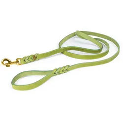 CopcoPet Hundeleine Fettlederleine mit Handschlaufe, Leder grün 2 m | 1,5 cm