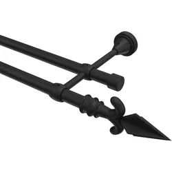 GARDINENSTANGE Primus Matteo 360 cm (geteilt in 2 x 180 cm), 2-läufig (ohne Ringe), 16 mm Ø Schwarz