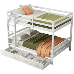 Okwish Etagenbett, 140x200 cm, mit Stauraumtreppe, Schrank und platzsparend, Weiß , Holz , 140x200 cm , Babymöbel & Kindermöbel, Kinderzimmer & Jugendzimmer, Stockbetten