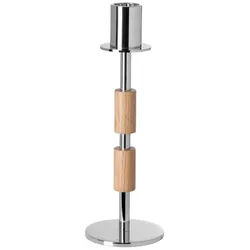 Fink Kerzenleuchter PORTERO Leuchter - braun/silber - Alu/Edelstahl/Eiche - H. 28cm x Ø9cm (1x Leuchter, Kandelaber - Armleuchter), Kerzenständer Kerzenhalter Lichterhalter Lichtträger braun|silberfarben