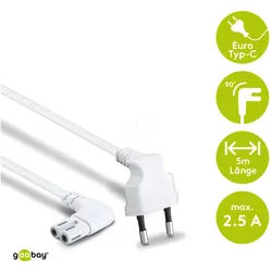 GOOBAY 97357 - Anschlusskabel Eurostecker beidseitig abgewinkelt, 5 m, Weiß