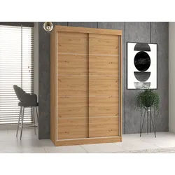Raumhirsch Furniture Kleiderschrank Schrank, Kleiderschrank, Schiebetürenschrank (Maße 120 x 61 x 200 cm (viele Farbvarianten, stabil) Schiebetüren, Viel Stauraum, 6 Einlegeböden
