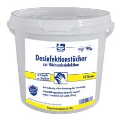 Dr. Becher Desinfektionstücher zur Flächendesinfektion, Gebrauchsfertige Desinfektions-Wipes mit optimaler Wirkstoffabgabe, 1 Eimer = 70 Tücher