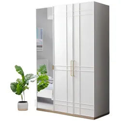 Xlmoebel Kleiderschrank Weißer Holzschrank mit Spiegeltüren für das Kinderzimmer (1-St., Kleiderschrank) Hergestellt in Europa weiß