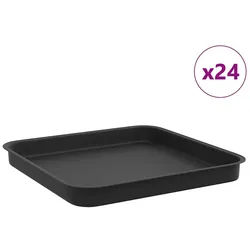 vidaXL Blumentopf Quadratisches Blumentablett 24 pcs Schwarz 25,5 x 25,5 x 2,5 cm (24 St) schwarz