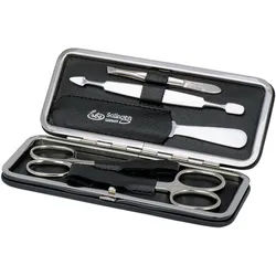 ERBE Maniküre-Etui Bügel-Lederetui mit Druckknopf, 5 tlg., bestückt mit Solinger Premium Stahlwaren schwarz