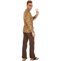 dressforfun Hippie-Kostüm Herrenkostüm Hippie John, Retrohemd aus Elastik-Jersey braun M | M