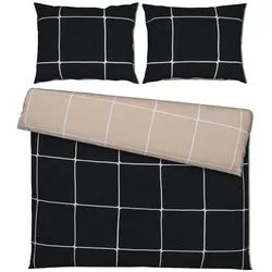 Bettwäsche Linnea Wende XXL Schwarz/Weiß/Beige