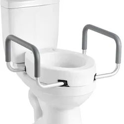 VEVOR Toilettensitzerhöhung Toilettenerhöhung mit 136 kg Tragkraft & 88,9 mm Hubhöhe, erhöhter Toilettensitz mit Armlehnen für ältere Menschen Senioren Behinderte Erwachsene, verbreiterter Sitz