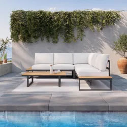 LoungegarniturSet Arianna Weiß Metall/Outdoorstoff +Abdeckung