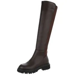 Ital-Design Stilvolle Overknee-Stiefel für Damen – Komfort & Eleganz Plateaustiefel (90109931) Blockabsatz Stiefel in Dunkelbraun braun 39 EU
