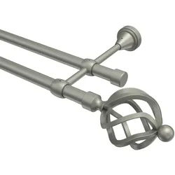 GARDINENSTANGE Primus Paolo 480 cm (geteilt in 3 x 160 cm), 2-läufig (ohne Ringe), 16 mm Ø Chrom matt
