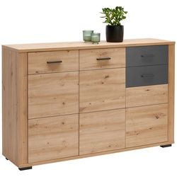 Xora Sideboard , Anthrazit, Eiche Artisan , Kunststoff , 3 Fächer , 1 Schubladen , 137.6x88.7x38 cm , Typenauswahl, Beimöbel erhältlich, stehend , Kleinmöbel, Kommoden, Kommoden