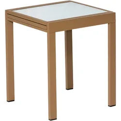 Gardenson Gartentisch , Beige , Metall, Glas , rechteckig , 65x75x65 cm , ausziehbar , Gartenmöbel, Gartentische, Gartentische