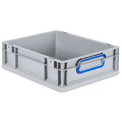 PROREGAL Eurobox NextGen Color | HxBxT 12x30x40cm | 11 Liter | Griffe blau geschlossen | Glatter Boden | Eurobehälter, Transportbox, Transportbehälter