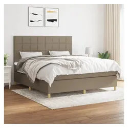 vidaXL Boxspringbett, Boxspringbett mit Matratze Taupe 180x200 cm Stoff