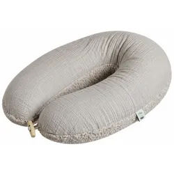 SEI Design Stillkissen XXL 190x35 cm Musselin EPS Mikroperlen Seitenschläferkissen GOTS Taupe, Schwangerschaftskissen mit Bezug, Schwangerschaftskissen mit Bezug, Musselin Baumwolle beige