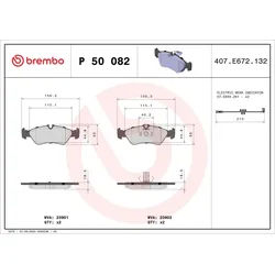 Bremsbelagsatz BREMBO P 50 082, Hinten