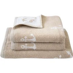 Handtuch DYCKHOFF "Maritim, Nautic", beige (greige), B:50cm L:100cm, Frottier, Obermaterial: 100% Baumwolle, Handtücher