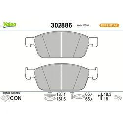 VALEO Bremsbelagsatz, Scheibenbremse 302886 Vorderachse für FORD AUSTRALIA FORD