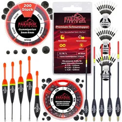 Paradox Fishing Friedfischpose Posen Set mit Gummiperlen und Schrotblei, (5 Waggler 5 Knicklichtposen 200 Gummiperlen 1 Schrotblei Set), Knicklichtposen Waggler