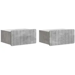 vidaXL Nachttisch 49 x 34,5 x 24 cm Nachttisch hängend 2er Set Nachtschrank Betongrau 49 grau
