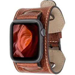 Burkley Smartwatch-Armband Exklusives Vintage Lederarmband, Handmade Stil 22 braun