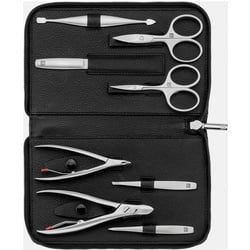 ZWILLING - Twinox Reißverschluss-Etui, Rindleder, black, 8-tlg. Hand- & Nagelpflegesets