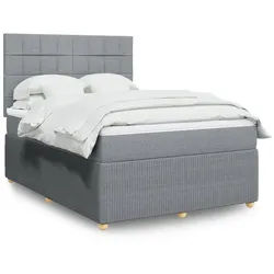 vidaXL Boxspringbett, Boxspringbett mit Matratze Hellgrau 140x190 cm Stoff