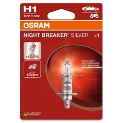 OSRAM Night Breaker Silberne Glühbirne H1 12V /55W - X1, silber