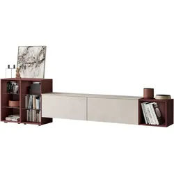 Celina Home Wohnwand , Sandfarben, Rostfarben , Holzwerkstoff , 4 Fächer , 280x72x37.1 cm , individuell planbar, Beimöbel erhältlich, in verschiedenen Holzdekoren erhältlich , Wohnzimmer, Wohnwände, Komplette Wohnwände