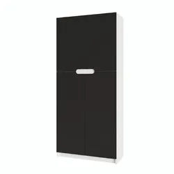 Vladon Büroschrank Logan Fronten in Schwarz matt , Holzwerkstoff , 82x184x37 cm , Büromöbel, Büroschränke, Aktenschränke