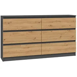 Raumhirsch Furniture Kommode Sideboard 140 cm breit (Maße 40 x 140 x 75 cm, 6 Schubladen), verschiedene Farben 138 cm x 75 cm x 40 cm