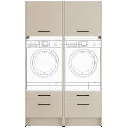 Impuls Waschmaschinenschrank , Hellgrau , Metall , 126.4x206.2x68.5 cm , Pefc, Goldenes M, Made in Germany , erweiterbar , Kleinmöbel