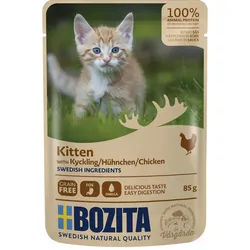 Bozita Kitten Häppchen in Soße 85g Katzennassfutter 12 x 85 Gramm Hühnchen