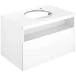 KEUCO STAGELINE Waschtischunterschrank für Aufsatzwaschtische, 1 Frontauszug, 800x550x490mm, 1 Hahnloch rechts, mit LED-Beleuchtung, 32865300100, Korpus/Front: Weiß Dekor matt / Weiß Glas