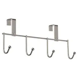 WENKO Hakenleiste mit 4 Haken, Aus chrombeschichtetem Metall, Maße: 24 x 10 x 6 cm