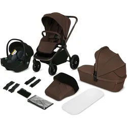 Lionelo Kinderwagenset , Mokka , Textil , 3-teilig , 62x110x93 cm , Transportsicherung,höhenverstellbare Kopfstütze, Sonnendach, 3-Punkt-Gurt , Baby on Tour, Kinderwagen, Kombikinderwagen