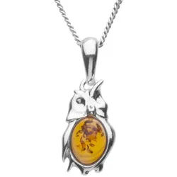 OSTSEE-SCHMUCK Kette mit Anhänger Ostsee-Schmuck Kette mit Anhänger Eule Kette mit Anhänger Eule (2-tlg) silberfarben 42 cm