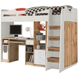 Carryhome Hochbett , Holzwerkstoff , seitenverkehrt montierbar , 90x200 cm , Babymöbel & Kindermöbel, Kinderzimmer & Jugendzimmer, Kinderbetten, Hochbetten