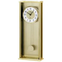 AMS Funk-Pendelwanduhr Metallgehäuse, Mineralglas, Metallzifferblatt goldfarben